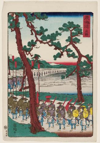 Shôno, from the series Scenes of Famous Places along the Tôkaidô Road (Tôkaidô meisho fûkei), also known as the Processional Tôkaidô (Gyôretsu Tôkaidô), here called Tôkaidô