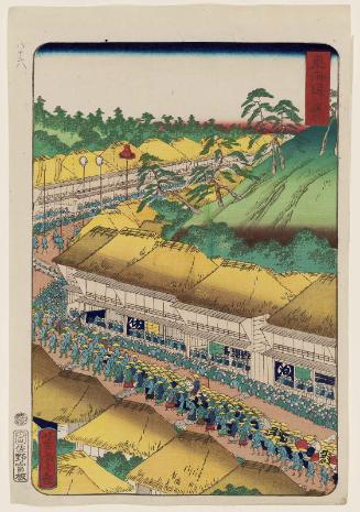Fujikawa, from the series Scenes of Famous Places along the Tôkaidô Road (Tôkaidô meisho fûkei), also known as the Processional Tôkaidô (Gyôretsu Tôkaidô), here called Tôkaidô
