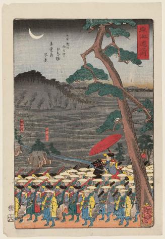 Shiratori Myôjin Shrine, from the series Scenes of Famous Places along the Tôkaidô Road (Tôkaidô meisho fûkei), also known as the Processional Tôkaidô (Gyôretsu Tôkaidô), here called Tôkaidô no uchi