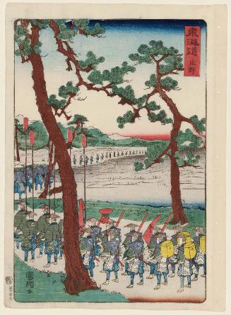 Shôno, from the series Scenes of Famous Places along the Tôkaidô Road (Tôkaidô meisho fûkei), also known as the Processional Tôkaidô (Gyôretsu Tôkaidô), here called Tôkaidô