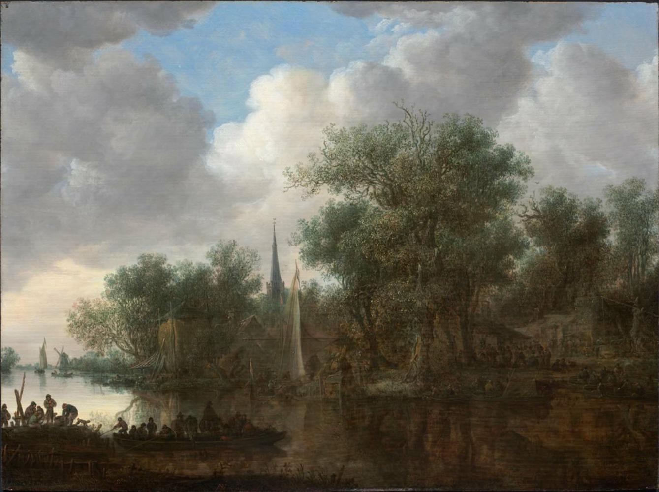 River Landscape with Peasants in a Ferryboat