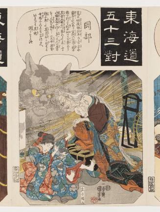 Okabe: The Story of the Cat Stone, from the series Fifty-three Pairings for the Tôkaidô Road (Tôkaidô gojûsan tsui)