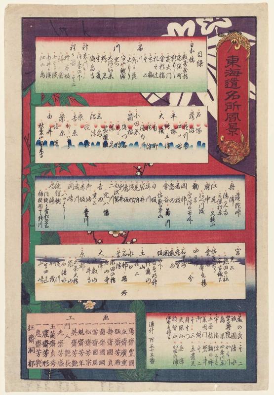 Title page, first edition, from the series Scenes of Famous Places along the Tôkaidô Road (Tôkaidô meisho fûkei), also known as the Processional Tôkaidô (Gyôretsu Tôkaidô)