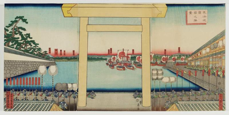 View of Miya Station on the Tôkaidô (Tôkaidô Miya shuku no shôkei)
