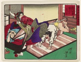 A Client Gets the Wrong Room in a Brothel in Shinagawa (Shinagawa no girô kyûdo no tomadoi), from the series Famous Places and Humorous Images of Modern Life in Tokyo (Tôkyô kaika kyôga meisho)