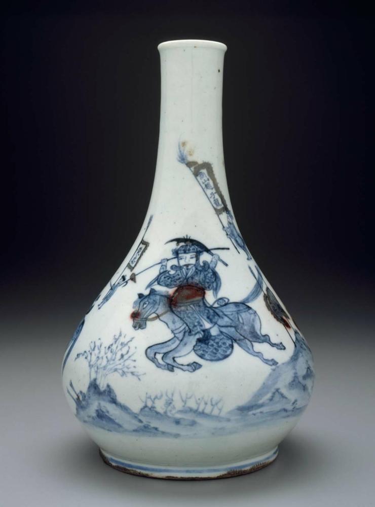 Bottle with painted figure and landscape