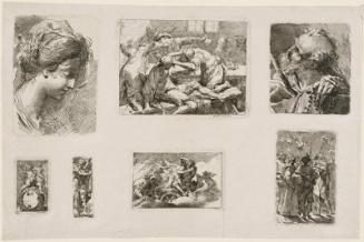 Seven Etchings Printed on One Sheet