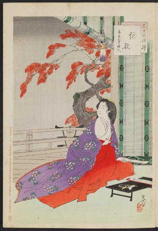 Composing Poetry: Noblewoman of the An'ei Era [1772-81] (Eika, An'ei goro ki-fujin), from the series Thirty-six Elegant Selections (Sanjûroku kasen)