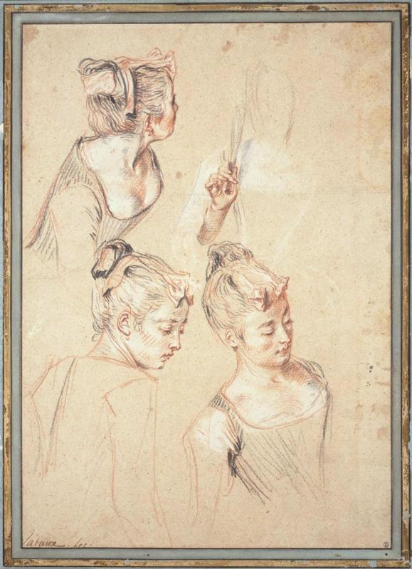 Three Studies of a Woman and a Study of Her Hand Holding a Fan