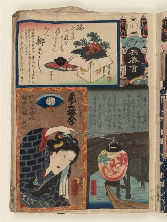 Ni Brigade, First Group, Yanagibashi: Actor Onoe Baikô IV as Yokogushi no Otomi, from the series Flowers of Edo and Views of Famous Places (Edo no hana meishô-e)