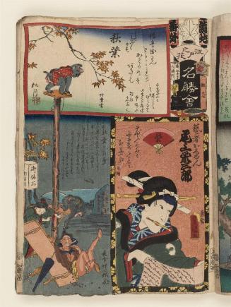 Ukeji Brigade, Extra (Bangai), Akiba: Actor Onoe Eizaburô 4.5 (later Kawarazaki Kunitarô II) as the Geisha Oshun, from the series Flowers of Edo and Views of Famous Places (Edo no hana meishô-e)
