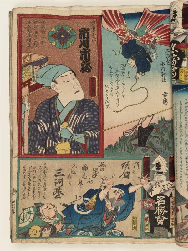 Ma Brigade, Fifth Group, Mikawadai: Actor Ichikawa Ichizô III as Kantô Koroku, from the series Flowers of Edo and Views of Famous Places (Edo no hana meishô-e)