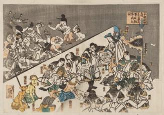 In the Play Honchô Furisode no Hajime, Susanoo no mikoto Subdues the Monsters (Honchô furisode no hajime, Susanoo no mikoto yôkai kôfuku no zu)