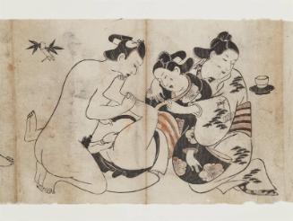 Young Man and Two Women, from an untitled erotic series with courtesan crests