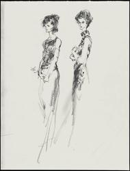 Jacqueline Kennedy Onassis and Babe Paley in evening clothes at a party