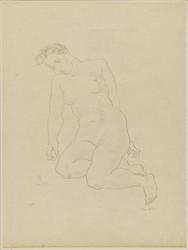 Nude woman kneeling