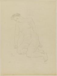 Nude woman kneeling