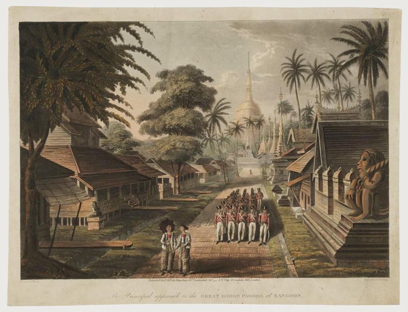 The Principal approach to the Great Dagon Pagoda at Rangoon