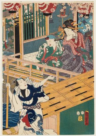 Courtesan, Kamuro and Boatman