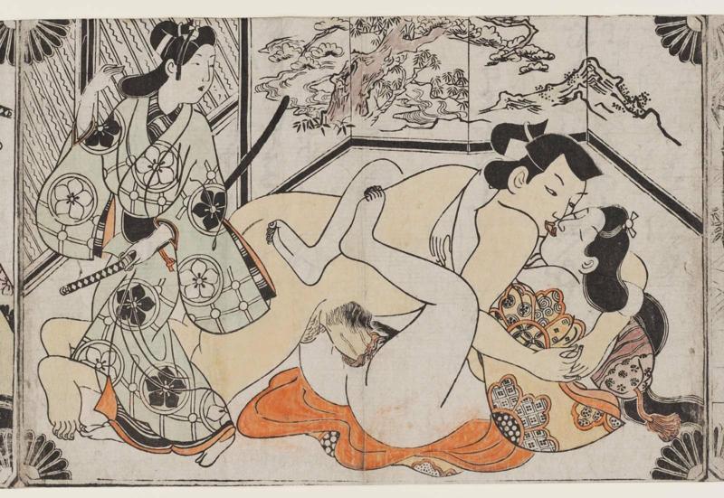 Couple and Young Male Attendant, from an untitled erotic series