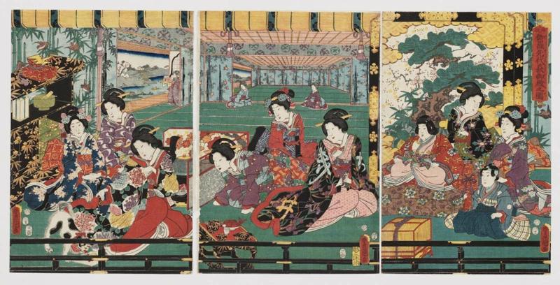 The Palace Scene in the Play Meiboku Sendai Hagi, Reprinted (Saihan Meiboku Sendai hagi goten no zu)