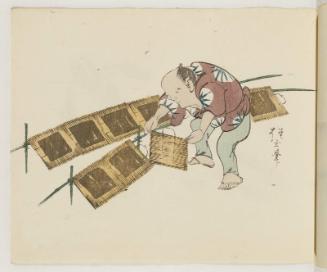 Man Making Nori (Dried Seaweed Sheets)