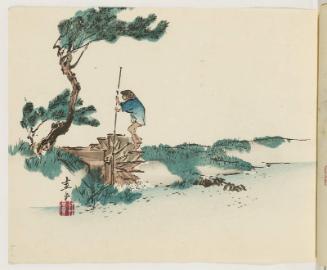 Man Operating Treadle Waterwheel