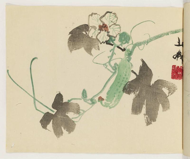 Yûgao Vine with Flower and Gourd