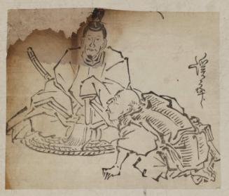 Old Man Kneeling before Seated Courtier