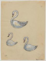 Design for three swan brooches for Seaman Schepps
