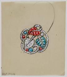 Floral earring design for Seaman Schepps: leaves and berries