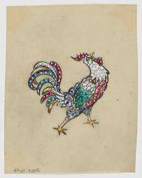 Jewelry design for Seaman Schepps of crowing rooster brooch