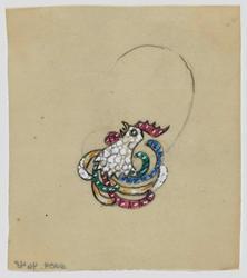 Jewelry design for Seaman Schepps of crowing rooster earring