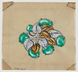 Jewelry design for Seaman Schepps for brooch with eight small leaves