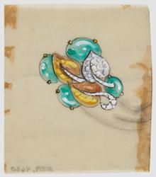 Jewelry design for Seaman Schepps of earrings with three small leaves