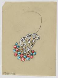 Jewelry design for Seaman Schepps of earrings with stylized foliate motif