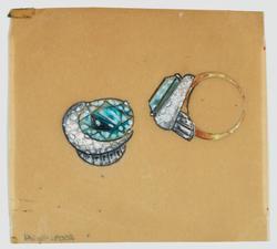 Jewelry design for Seaman Schepps of diamond and topaz ring
