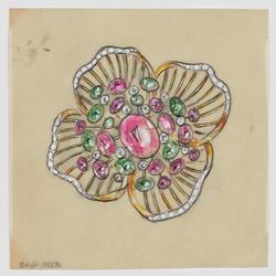 Jewelry design for Seaman Schepps of brooch of stylized floral form