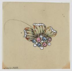 Jewelry design for Seaman Schepps of stylized floral earring