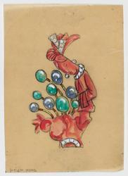 Jewelry design for Seaman Schepps of stooping Asian beauty brooch