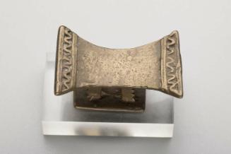 Gold Weight in the form of an Ashanti Stool with its seat in the form of a Double Axe
