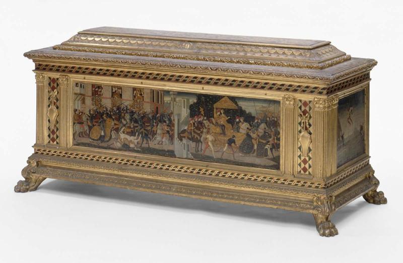 Cassone with three painted panels