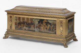 Cassone with three painted panels