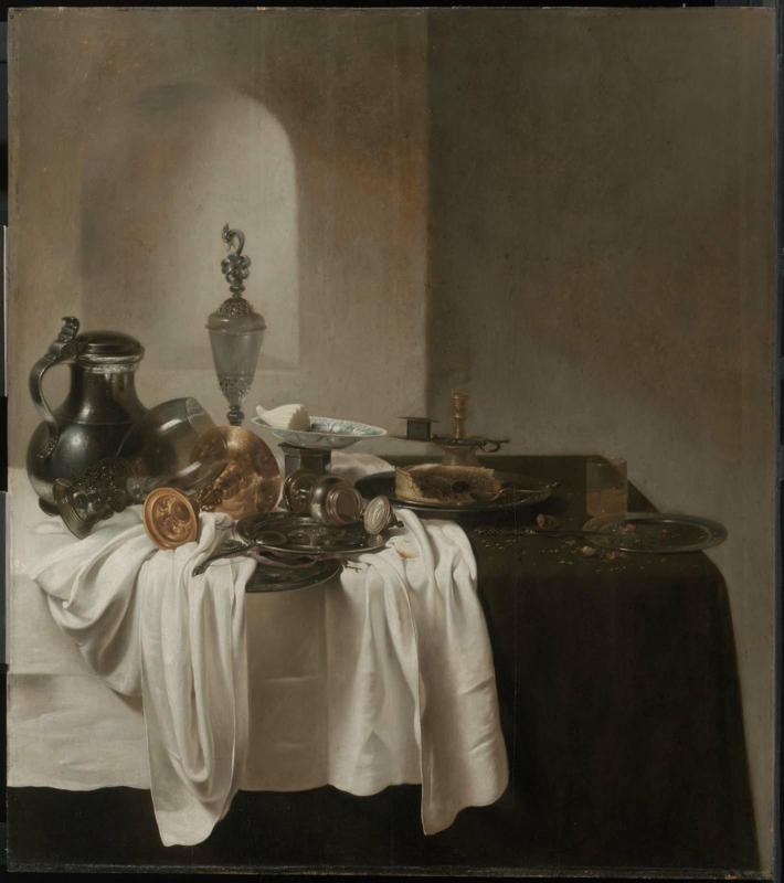 Breakfast Still Life with Glass and Metalwork