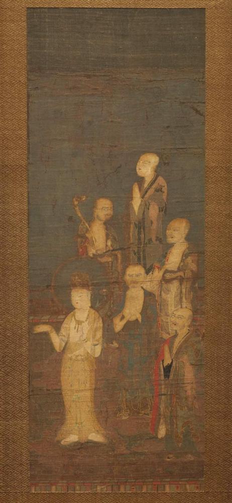 Shaka, the Historical Buddha, with Two Attendants and the Ten Disciples (Monju, the Bodhisattva of Wisdom, and Five Disciples)