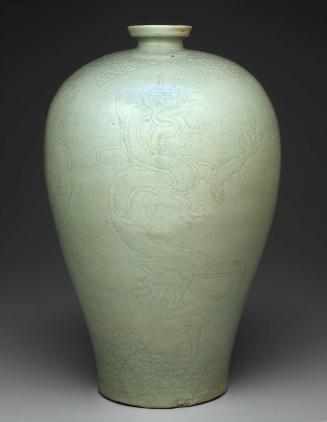 Prunus vase with carved dragon