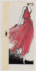 Female model in long pink gown