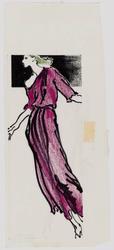 Female model in off-the shoulder burgundy dress