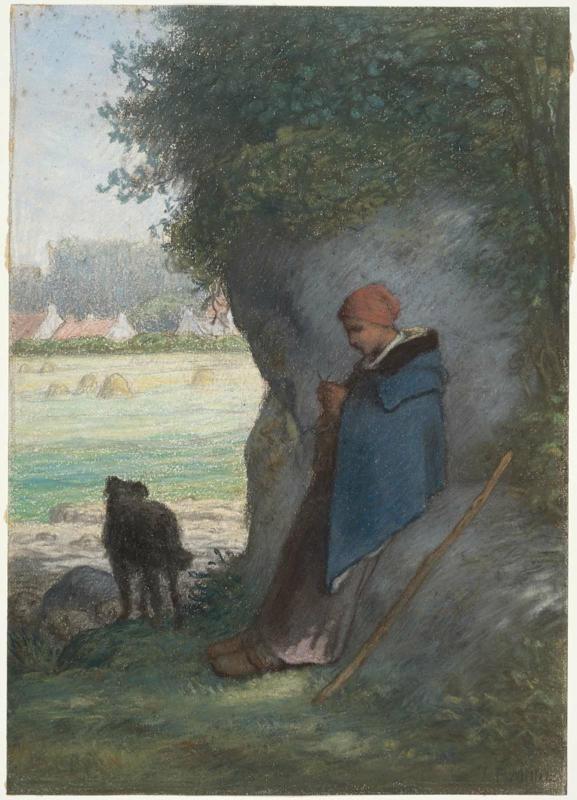 Shepherdess Knitting, outside the Village of Barbizon