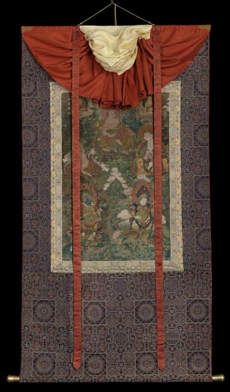 Arhats Hva-sang, Gopaka and Pantaka with Two Guardian Kings Virudhaka and Dhritarashtra